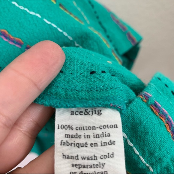 Ave& jig Womens green 100% cotton embroidered detail mini dress S - Picture 7 of 7